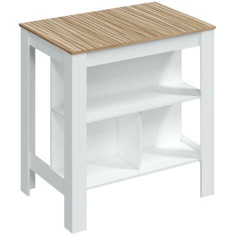 Home Heavenly® - Mesa alta de cocina EDITH. Mesa cocina o isla de 103x76 cm y 105 cm de altura.  Color: Blanco Artik - Natur