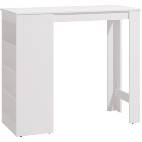 Home Heavenly® – Mesa alta VALEN blanca con 4 estantes laterales para almacenamiento, ideal para cocinas y barras, 120x50x105 cm  Color: Blanco