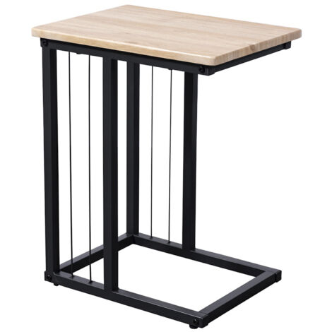 Home Heavenly® Mesa Auxiliar Aruba – Diseño Compacto, Tapa MDF Acabado Roble, Estructura Metálica Negra, Ideal para Sofá, Dormit  Color : Roble