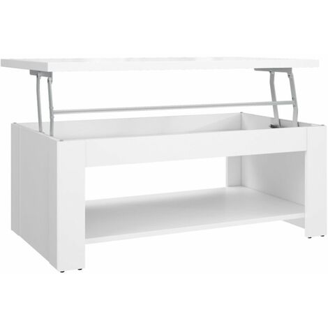 Home Heavenly® - Mesa centro elevable DUMI. Mesa auxiliar de salón elevable de líneas rectas modernas. Altura de 45,2 hasta 66 c  Color: Blanco