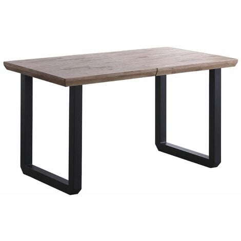 Home Heavenly® - Mesa comedor extensible JACK, estilo industrial, de 140 - 220 cm ancho, hasta 10 comensales. Pata metal 'U'. Color: Roble Honey - Negro