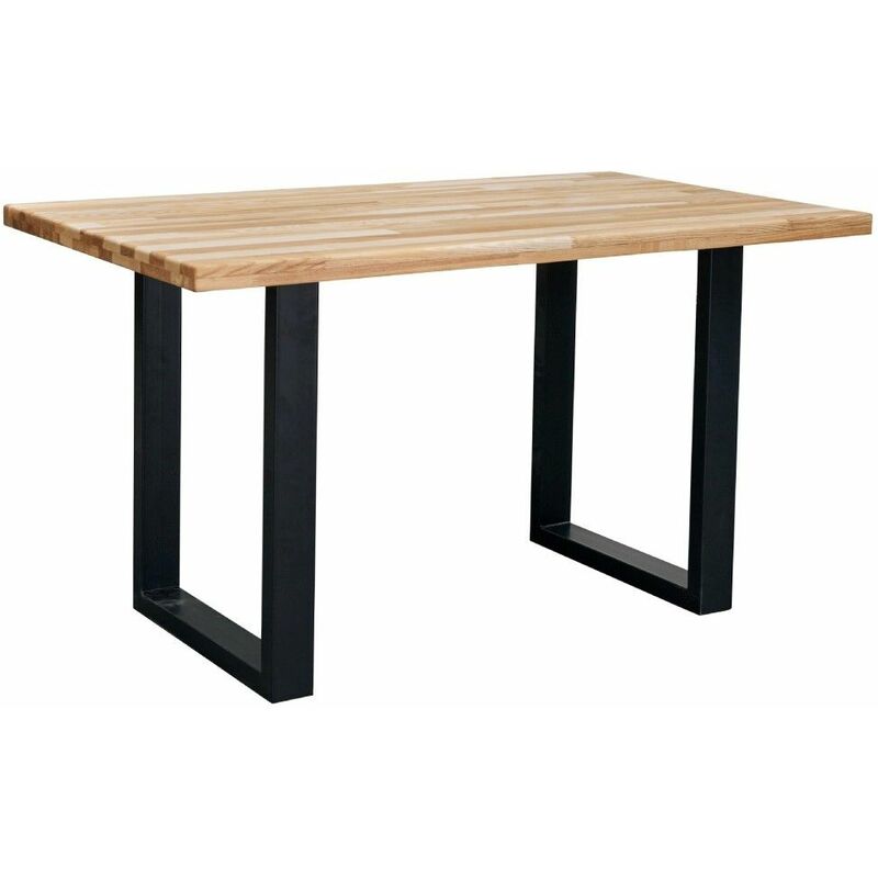 

® - Mesa comedor industrial DERBY con pata metálica 'U', tablero madera en roble | Sellado, Medida: 140 X 80 cm - Home Heavenly