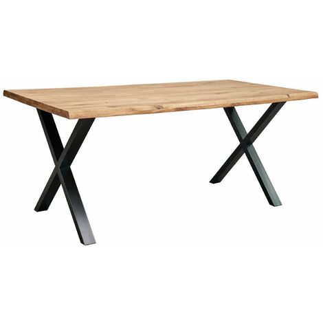 Home Heavenly® - Mesa comedor industrial LINCOLN con pata metálica 'X', tablero madera en roble  Medida: 160x90 cm