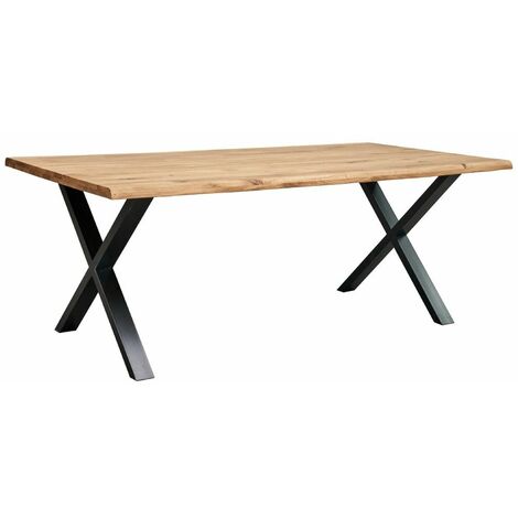 Home Heavenly® - Mesa comedor industrial LINCOLN con pata metálica 'X', tablero madera en roble  Medida: 200x100 cm