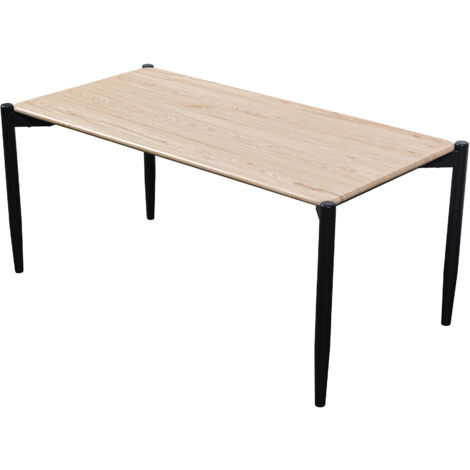 Home Heavenly® - Mesa de centro rectangular NANTOLIN, estilo moderno con patas metálicas negras, 100x50x45 cm.  Color: Beige/Negro