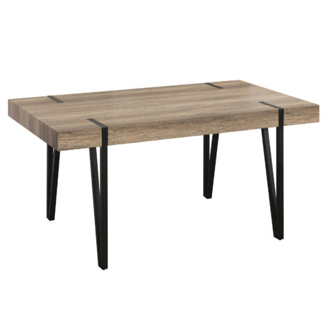 Home Heavenly® Mesa de Comedor Alem – Diseño Moderno con Tapa MDF Melamina y Patas Metálicas, Capacidad 6 Personas, Ideal para S Color : Roble Canyon