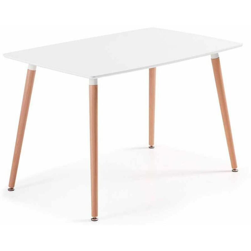 

®- Mesa de comedor rectangular NÓRDICA, tablero de 120x80 cm patas madera de haya | Color: - Blanco - Home Heavenly