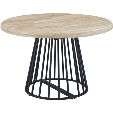 Home Heavenly® Mesa de Comedor Redonda Extensible JAIL, Mesa Industrial  con tablero en roble natural y pata central metálica  Color : Negro