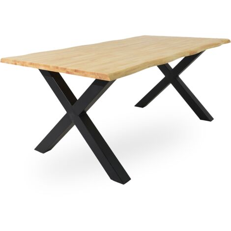 Home Heavenly® Mesa de Comedor, salón, Industrial Ciudadela, Mesa de diseño Moderno y Robusto, Tablero en Listones de Madera Medida : 180 X 100 cm