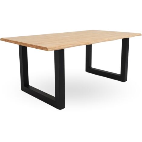 Home Heavenly® Mesa de Comedor, salón, industrial LIEV, mesa de diseño Moderno y Robusto, tablero en listones de madera con acab  Medida : 180 X 100 cm