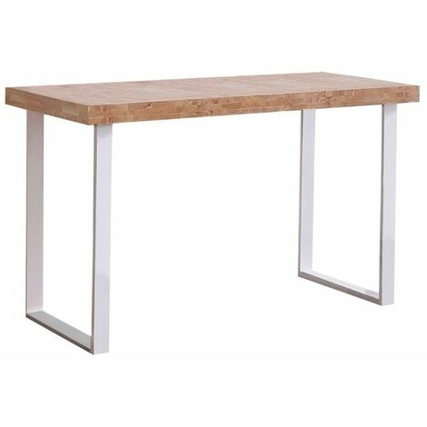 Home Heavenly® - Mesa de estudio Darek, Escritorio industrial, Tabla madera, Patas metal  Color: Roble Nordish - Blanco