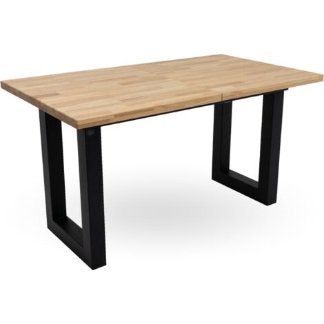 Home Heavenly® - Mesa extensible de comedor VERSUS con patas metálicas en color negro con forma de U. Medida: 180x80 cm.  Color: Madera
