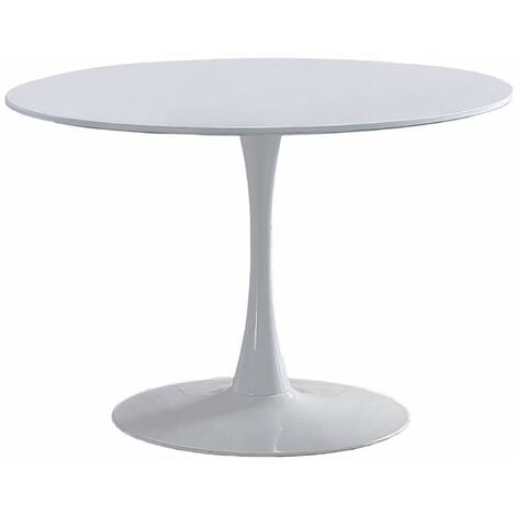 Home Heavenly® - Mesa redonda de comedor o cocina de 110 cm de diámetro CHIARA. Mesa con pata central tipo tulipa.  Color: Blanco