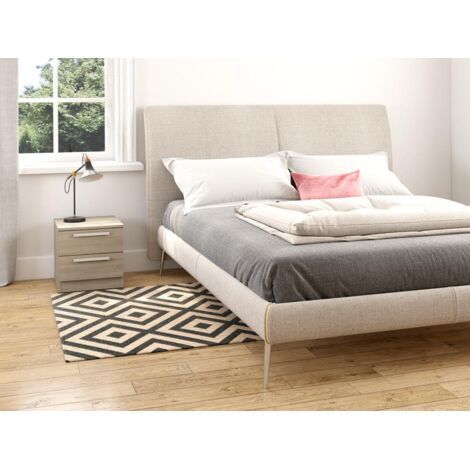 Home Heavenly®- Mesita de noche de 2 cajones CUBE, de madera, tiradores rectos mate  Color: Roble