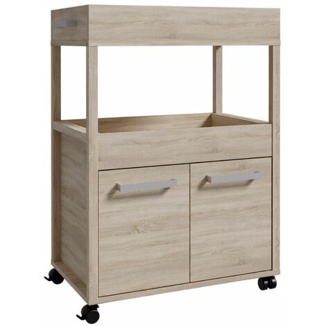 Home Heavenly® - Mueble bar con ruedas estilo industrial BACO. Carrito bar de bebidas y almacenaje extra. 60x88,5x40 cm.  Color: Roble Sonoma