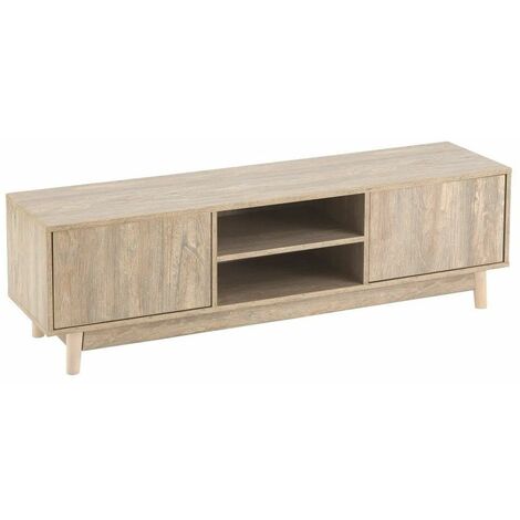 Home Heavenly® - Mueble TV 140 cm DOUGLAS, de diseño lineal minimalista, con 2 puerta + 2 huecos Color: Roble
