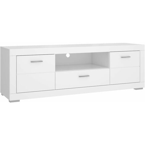 Home Heavenly® - Mueble TV SNOW 196 cm ancho. Mueble de televisión de 2 puertas, 1 cajón y 1 hueco.  Color: Blanco