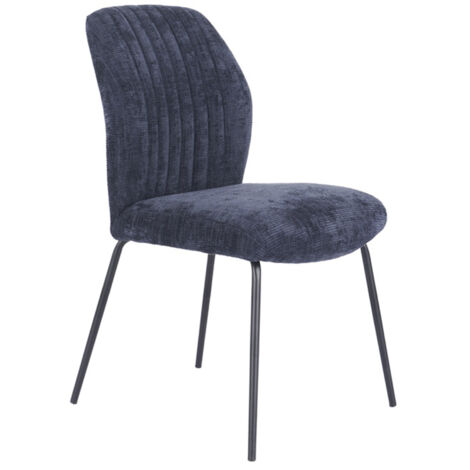 Home Heavenly® Pack 2 sillas comedor NALON, tapizadas con respaldo a rayas y patas negras, diseño moderno, 61x47x89 cm. Color: Azul