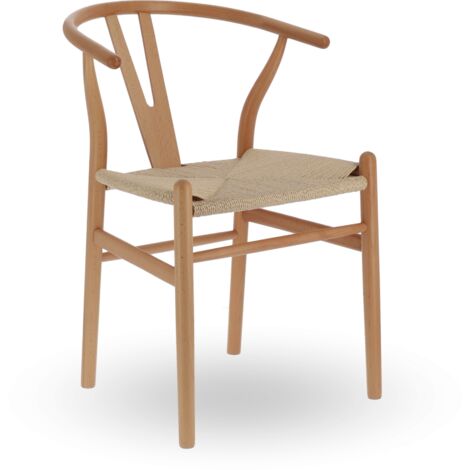 Home Heavenly® - Pack 2 sillas comedor OTTI de madera natural con asiento de rafia trenzada, 88x44x42 cm.  Textura: Natural claro - Cuerda