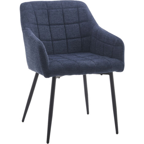 Home Heavenly® - Pack 2 sillas FREYA, diseño envolvente, tapizadas en tela con patas metálicas estilo nórdico.  Color: Azul jaspeado