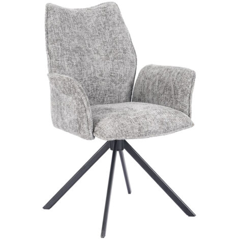Home Heavenly® - Pack 2 sillas giratorias ANDREA, diseño moderno con brazos, tapizadas y con retorno automático. Color: Gris