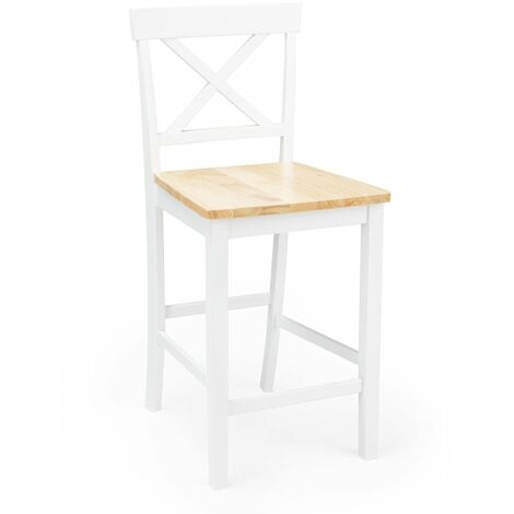 Home Heavenly® - Pack 2 taburetes de cocina JUSTIN. Taburete blanco para isla o mesa alta.  Color: Blanco