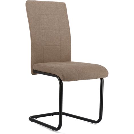 Home Heavenly® - Pack 4 sillas comedor KLARA con tela de tapicería jaspeada antimanchas y patas metálicas en color negro, 102x43  Color: Marrón