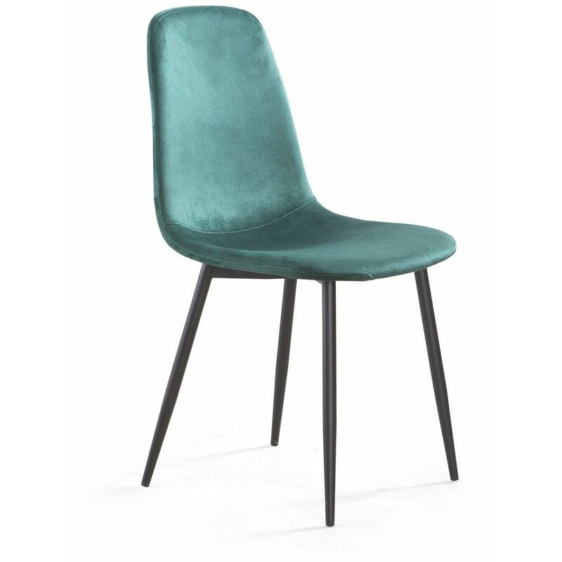 

® - Pack 4 sillas Comedor LIV, sillas terciopelo estilo nórdico, patas metálicas | Color: Verde botella con pata negra - Negro - Home Heavenly