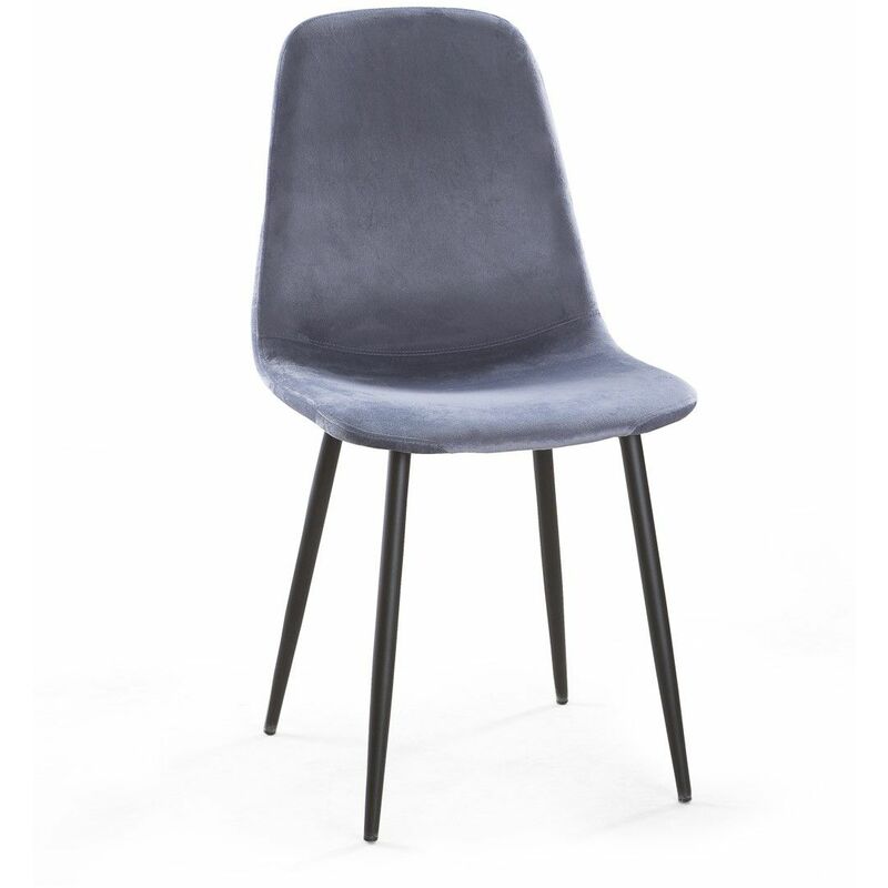 

® - Pack 4 sillas Comedor LIV, sillas terciopelo estilo nórdico, patas metálicas | Color: Gris Oscuro con pata negra - Negro - Home Heavenly
