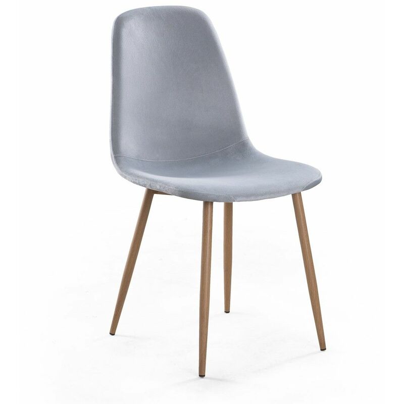 

® - Pack 4 sillas Comedor LIV, sillas terciopelo estilo nórdico, patas metálicas | Color: Gris Claro con pata roble - Roble - Home Heavenly