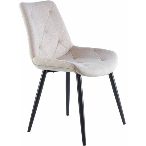 Home Heavenly® - Pack 4 sillas comedor MARILYN. Tapizado extra suave diseño rombos. Patas metal tipo roble.  Color: Beige - Pata Negra