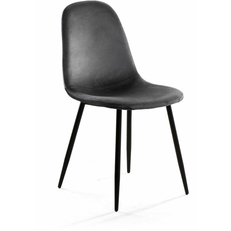 

® - Pack 4 sillas Comedor Sweden, sillas terciopelo estilo nórdico, patas metálicas | Negro - Gris muy oscuro Sweden - Negro - Home Heavenly