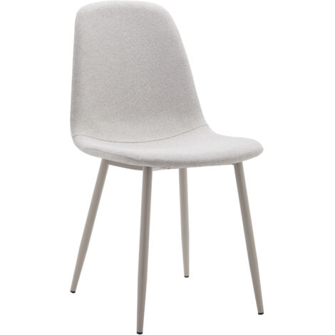 Home Heavenly® – Pack 4 sillas comedor tapizadas BOLO con respaldo alto, tela easy clean y patas metálicas color crema.  Color: Crema