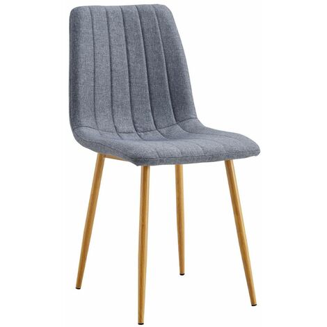 Home Heavenly® - Pack 4 sillas comedor tapizadas NADIA, acolchadas detalles verticales y patas metálicas imitación madera. 87x44  Color: Gris
