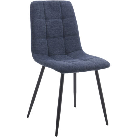 Home Heavenly® - Pack 4 sillas comedor terciopelo ASTRID con diseño cuarterones, patas metálicas negras.  Color : Azul oscuro jaspeado