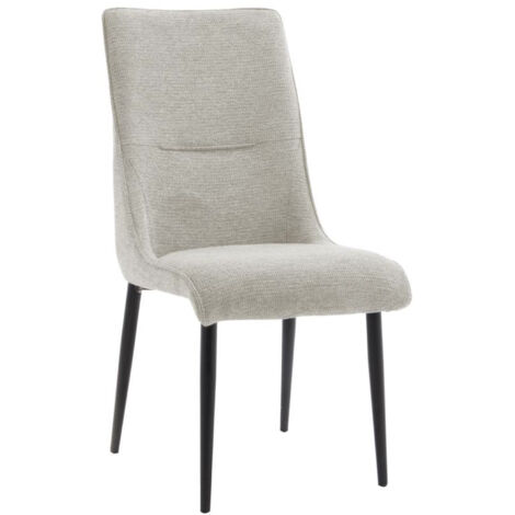 Home Heavenly® - Pack 4 sillas tapizadas anti-manchas MICHELLE, con ribete a contraste, patas metal negro, 93x45x63 cm.  Color : Beige