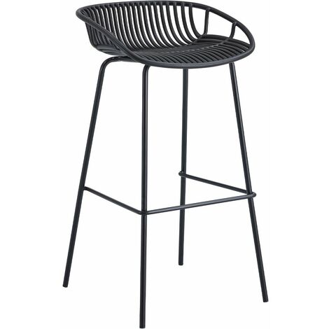 Home Heavenly® - Pack 4 taburetes SVEN, uso interior/exterior, de polipropileno y metal. 88x44x47 cm.  Color: Negro