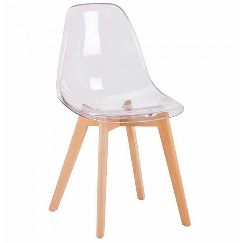 

®- Pack de 2 sillas TULIPA Transparentes. Respaldo en polipropileno. Patas de madera de haya | | Color: Transparente - Home Heavenly