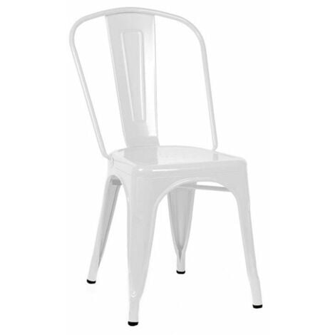 Home Heavenly® - Pack de 4 sillas Comedor TOLIX, sillas metálicas apilables Modelo Vintage Industrial, acabado brillante.  Color: Blanco
