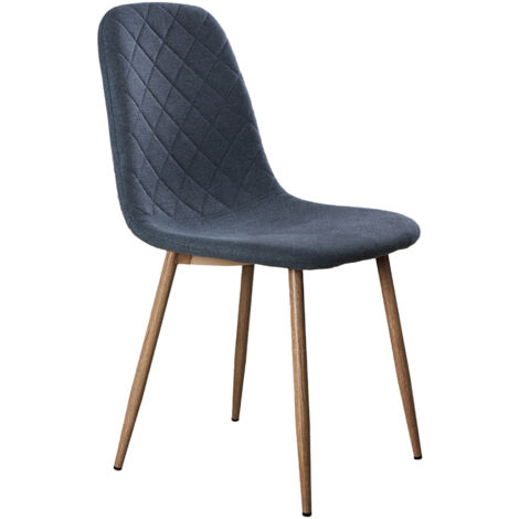 Home Heavenly®- Pack de 4 Sillas de Comedor Suiz - Silla tapizada Diseño Moderno con Respaldo de Costuras en Rombos  Color: Azul oscuro/patas roble