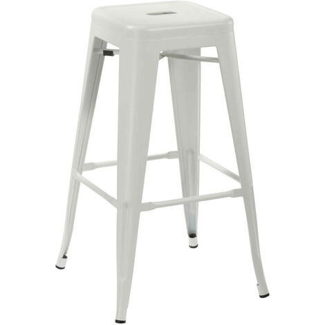 Home Heavenly® -Set de 4 Taburetes para Interior y Exterior Metálico de Estilo Industrial 43x43x76 cm  Color : Blanco