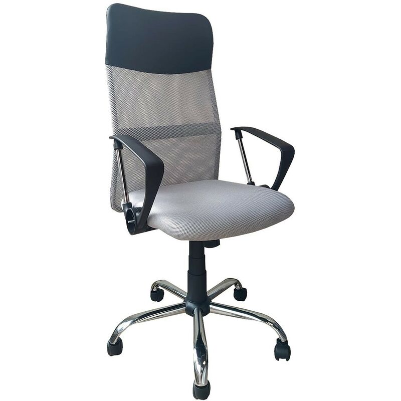 

®- Silla de escritorio Jasper, silla de oficina ergonómica con respaldo alto tapizado en tela transpirable y asient | Color: - Gris malla - Home