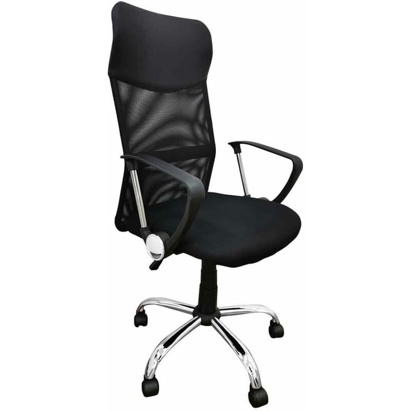 

®- Silla de escritorio Jasper, silla de oficina ergonómica con respaldo alto tapizado en tela transpirable y asient | Color: - Negro malla - Home