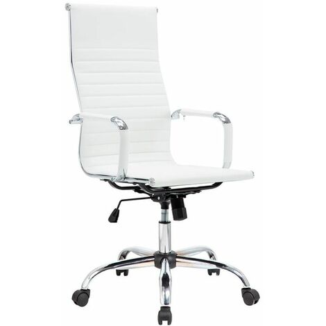 Home Heavenly® - Silla escritorio ergonómica ANDY, silla oficina giratoria con respaldo alto. 115x60x66 cm.  Blanco