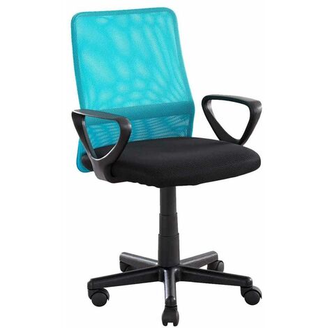Home Heavenly®- Silla escritorio Maya, silla de oficina pequeña. Respaldo malla transpirable.  Color: Azul Turquesa