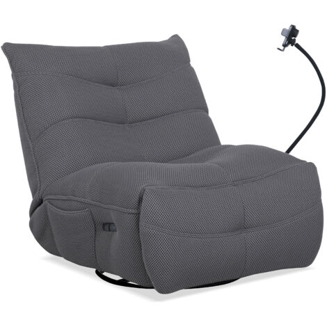 Home Heavenly® – Sillón gamer DAMI, tapizado en tejido 3D transpirable, relax eléctrico y efecto balancín, diseño ergonómico Color: Gris
