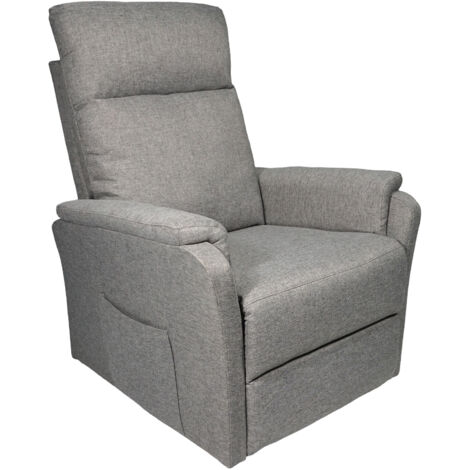 Home Heavenly® - Sillón relax DELTA, reclinable eléctrico con elevador, ergonómico y tapizado en tela.  Color: Gris
