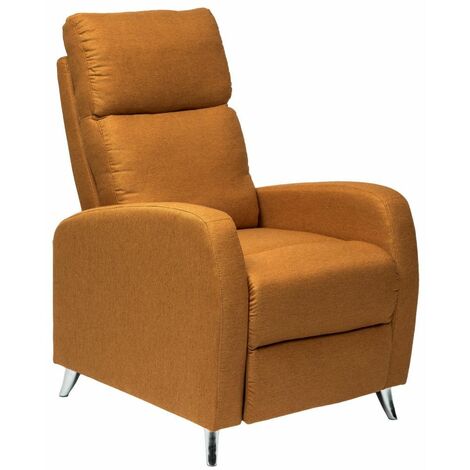 Home Heavenly® - Sillón relax ‘push’ MOYRA. Butaca reclinable por impulso. 107x73x93 cm.  Color: Tela Mostaza