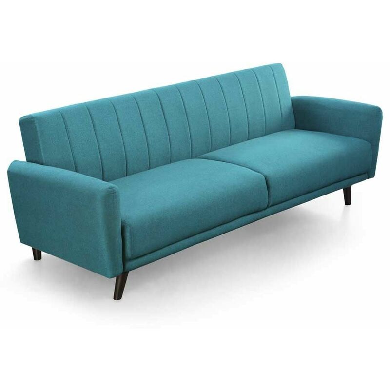 

Home Heavenly®- Sofá Cama Axel, sofá 3 plazas Clic Clac tapizado en Tela Antimanchas con Patas Negras 212x80x85 cm | Color: - Azul-Axel
