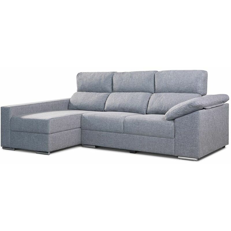 

® - Sofá Chaise Longue 3 plazas MARSELLA, sofá relax con arcón, tapizado en tela Antimanchas | Color: - Gris Marsella - Home Heavenly